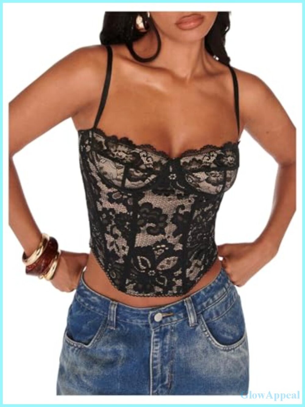 Lace Cut Out Bustier Corset Crop Tank Top Sheer Mesh Y2k Clubwear